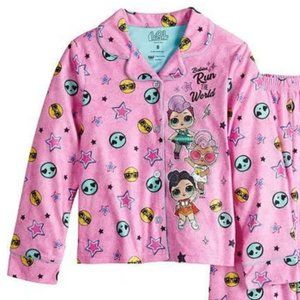 L.O.L Surprise Babies Run the Work Pink Pajama PJ Top Blue Glitter Buttons 8